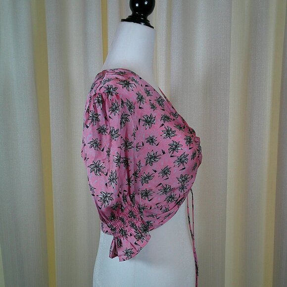 Maje Ruched Palm Print Crop Top in Size XS - Picture 6 of 7